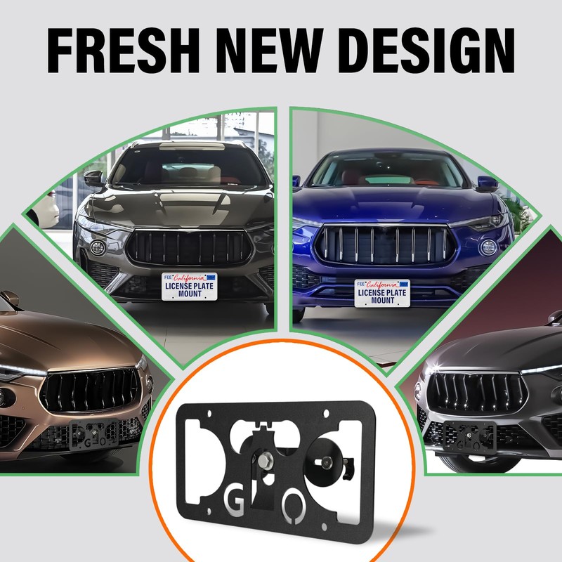 No Drill Front License Plate Bracket Holder Compatible with Maserati