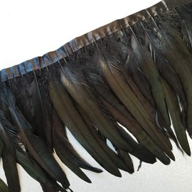 Sowder 1 Yard Black Rooster Feather Fringe Trim 25-30cm Wide