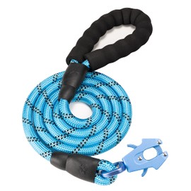 GEIT 2/4/5/6FT Dog Leash, Heavy Duty Rope Leashes, Reflective Nylon Pet Lead with Aluminum Quick Release/Locking Tactical Frog Clip for Small Medium and Large Dogs, Blue, 1/2 inch