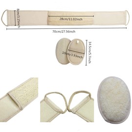 Loofah Back Scrubber Sponge, Natural Loofah Bath Strap with Loofah Sponge Cushion, Bath Exfoliating Massage and Body Care, Spa Massage Belt for Men and Women, Pack of 2