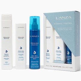 L'ANZA Healing Moisture Holiday Hair Kit, Tamanu Cream Shampoo, Kukui Nut Conditioner & Moi Moi Moisturizing Mist Hairspray in a Gift Box, Luxury Hair Care Kit This Christmas (10.1/8.5/6.8 Fl Oz)