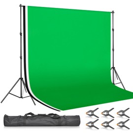 Emart Portable Photo Studio 9.2x10ft Background Support System with 3 Color Muslin Backdrops (Green Black White, 10ft X 12ft) for Portrait, Product Photography Backdrop Stand Kit,Photographic Studio