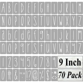 9 Inch Alphabet Letter Stencils for Painting - 70 Pack Letter and Number Stencil Templates with Signs for Painting on Wood, Reusable Skinny Letters Stencils for Chalkboard Wood Signs & Wall Art