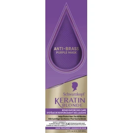 Schwarzkopf Keratin Blonde Anti Brass Purple Mask, 148ml - Hair Dye Treatment Neutralizes Brassiness and Yellow Undertones, Hair Mask Strengthens Hair, Making it 3x Stronger