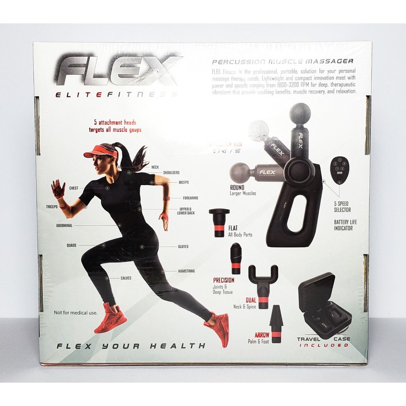 Flex Elite Fitness Multi Angle Precision Massager, 5 Attachments &