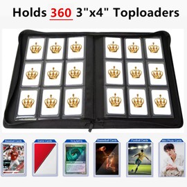 ANIXITECH Toploader Binder,9-Pocket Double Sided Top Loader Binder,Holds 360 Cards in 3"x4" Toploaders,PU Leather Card Binder Abulm for Toploader Trading,Sports,and Gaming Cards (Red)