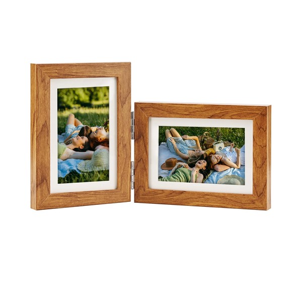 SaZiCat Double Hinged 4X6 Picture Frame with Real Glass-Tabletop or