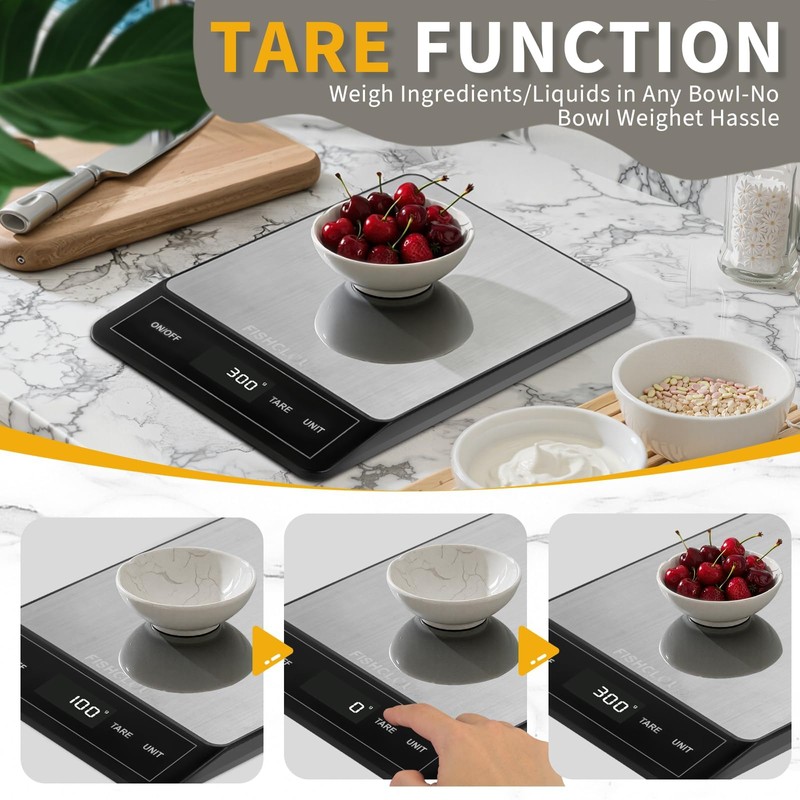 Food Scale - Rechargeable Digital Kitchen Scale 33lb, 1g/0.05oz Precision,