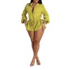 Famnbro Womens Summer Rompers Long Sleeve V Neck Drawstring Bubble