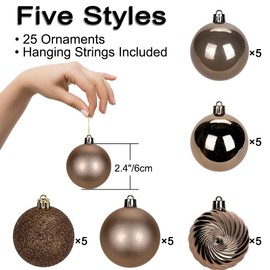 Briful 25PCS 6CM Christmas Baubles, Christmas Tree Decorations Xmas Hanging Ornaments Small Shatterproof Balls for Home Festival Gifts Christmas Decorations