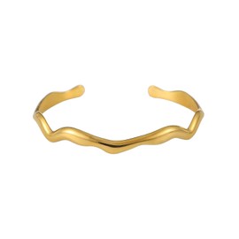 ALRNBY Gold Bangle Bracelets for Women Non Tarnish Adjustable Bamboo Bangle Twisted Stainless Steel Bracelets Waterproof Jewelry Gift (Gold-Twisted)