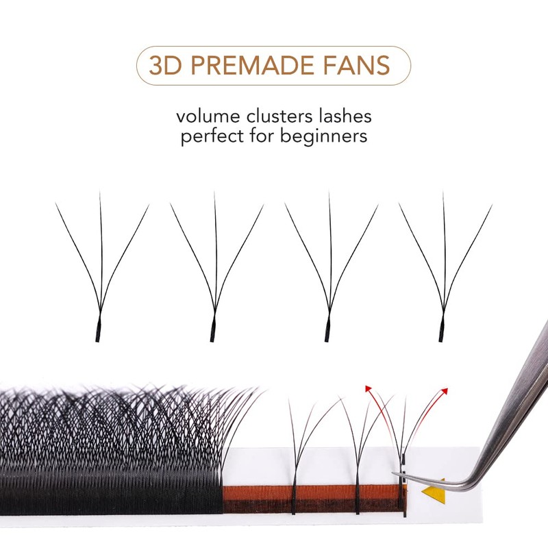 Lunamoon Volume Eyelashes, 3D W Eyelash Extension, Premade Fans Eyelash
