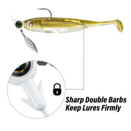 Dr.Fish 10 Pack Underspinning Jig Heads Mustad Hooks 3D Eye Crappie Jig Heads Round Jig Willow Blade Jig Unpainted Jigs Fishing Saltwater Bass Trout Bluegill Blue 3/16 oz, White