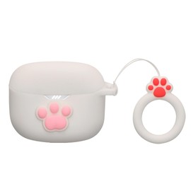 kwmobile Silicone Case Compatible with JBL Tune Flex Case Cover - Cat White