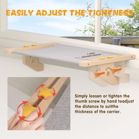 Cat Window Perch Sturdy Cat Hammock Window Seat with Cushion Bed Cover. Cat Window Sill with Wood & Metal Frame, Easy to Adjust Cat Bed for Windowsill, Bedside, Drawer and Cabinet