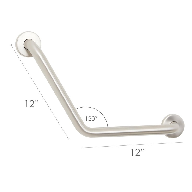 12-inch x 12-inch Boomerang Shaped Shower Grab Bar, Stainless Steel