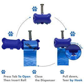 Gorilla Supply 60 Blue Pet Poop Waste Bags with Blue Dispenser, EPI Technology, 3 Refill Rolls