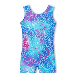 Haloumoning Girls Gymnastics Leotards with Shorts Kids One-Piece Sparkly Mermaid Dance Biketards Unitard 4-12Y
