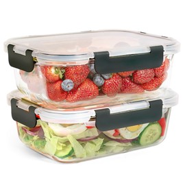 TRBIDRBO 2Pcs 53oz Large Glass Food Storage Containers Family Size Set Baking Containers with Locking Lids Storing food-Ideal for Storing food vegetables or fruits