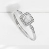 Sterling Silver Cushion-Cut Diamond Engagement Ring Simple Princess Statement Ring