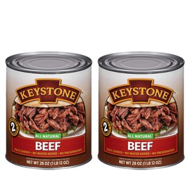 Keystone Meats All Natural Heat and Serve Canned Beef 28 oz – Fully Cooked Canned Meat – Ready to Eat – 5-Year Shelf Life – Pantry Staple for Everyday Meals, Emergency Survival Food – Made in USA – Pack of 2