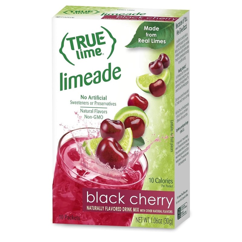 TRUE LIME Black Cherry Limeade Drink Mix, 10 Packets, Made