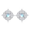 ABIGY Moonstone Stud Earrings 925 Sterling Silver Pointer Moonstone Stud