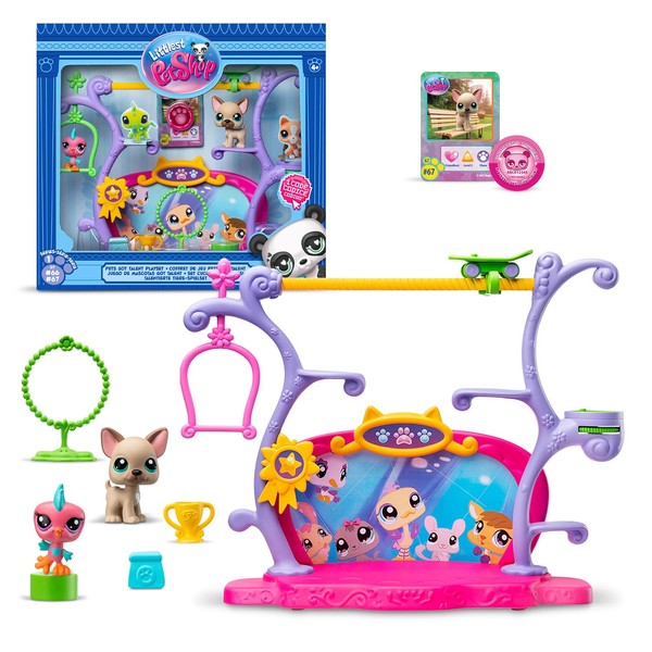 BANDAI Littlest Pet Shop Pets Got Talent Playset | The Pack Contains 2 LPS Mini Pet Toys 1 Playset 4 Accessories 1 Collector Card And 1 Virtual Code | Collectable Toys For Girls And Boys