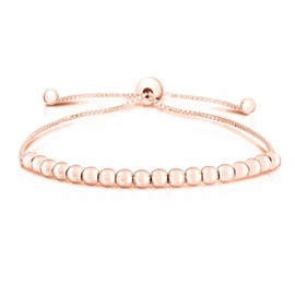 Verona Jewelers 925 Sterling Silver Rose Gold Adjustable Bolo Bead Elegant Bracelet For Women