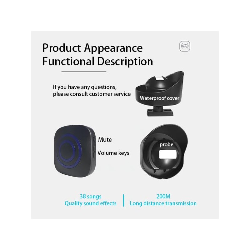 Motion Sensor Alarm Long Range Wireless Driveway Alarm Weatherproof Outdoor