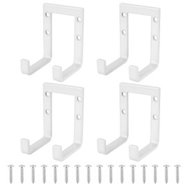 SiGuLiKeJi 4 Pcs Garage Hooks for Hanging Heavy Duty Hooks, Garage Storage Hooks, Shed Hooks, Double Arm Garden Tool Storage Organiser Ladder Brackets Wall Mounted for Garage Tool Bulky Items(White)