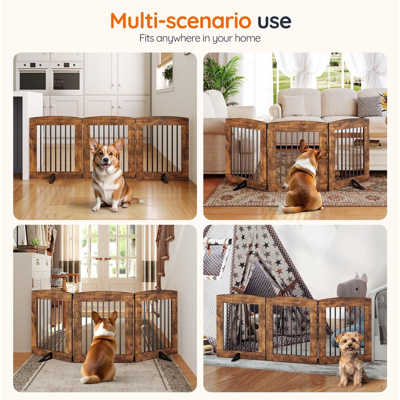 HOOBRO Indoor Dog Gate with Support Feet, Freestanding Pet Gate