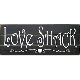 Slatted Wood Sign - Love Shack (Black)