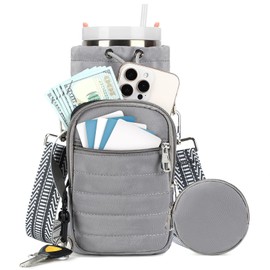 YIQUN Water Bottle Carrier with Strap Water Bottle Holder with Strap Water Bottle Carrier Bag, Water Bottle Bag with Phone Pocket for Walking, Hiking, Cycling