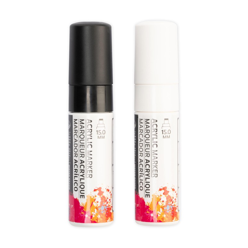 Royal & Langnickel 2pc ACRYLIC PAINT ARTIST MARKERS. 15MM BLACK