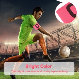 Agatige 10Pcs Football Captain Armband, 33x7cm/13x2.8in Running Exercise Soccer Captain Armband Unisex Elastic C Word Armband for Adult Youth Team Competition or Training (Pink)