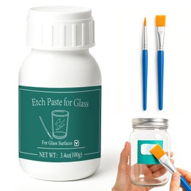 DINGSEN 3.5 oz Glass Etch Paste, Create Beautiful Art in Minutes, Create Permanently Stunning Designs on Glass Surfaces, Perfect for DIY Mirrors, Windows, Glassware