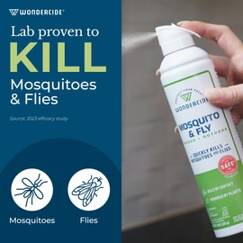 Wondercide - Mosquito and Fly Aerosol Spray - Fly, Gnat, Flying Bug, Mosquito Killer with Natural Essential Oils - Quick Kill for Outdoor and Indoor Areas - Pet and Family Safe - 10 oz - 2 Pack