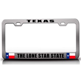Custom Brother - Texas The Lone Star State Texas Flag Metal Car SUV Truck License Plate Frame Ch j37