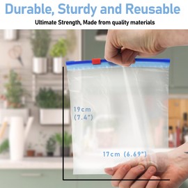 15 All Purpose Food Bags, 1L Resealable Sliding Zip Bags, BPA free, Tight Seal, Perfect for Keeping Produce Fresh, Freezing, Transporting and Organisation (1 Pack)