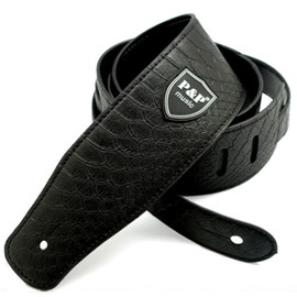 Chandini Guitar Strap, Snake Pattern, Python Pattern, Scale, Embossed, Vintage PU, Soft, Waterproof, Wear-Resistant, Electric Guitar, Acoustic Guitar, Bass, Black