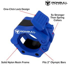Barbell Collars (Pair) – Locking 2" Olympic Size Weight Clamps - Quick Release Collar Clips – Bar Clamps Great for Weight Lifting, Olympic Lifts and Strength Training (Blue)