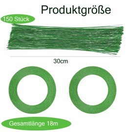 Vimmvid 152 Stück Blumendraht Floristenband Anzug(150 Pcs Blumendraht 2 Rollen 28m Floristenband) für Wrapping Blumensträuße und floralen Handwerken für Handwerk Kranz Blumenstrauß