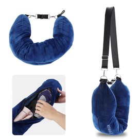 GMXJGZ Travel Pillow, Neck Pillow, Travel Neck Pillow, Fillable Neck Pillow, Travel Neck Pillow for Filling, Convertible Luggage Cushion Cover, Refillable, Multifunctional (Blue)