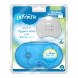 Dr. Brown's Protector de pezón con funda esterilizadora tamaño 2, hasta 24 mm, para dificultades de cierre, pezones planos/invertidos, protector de pezones de silicona
