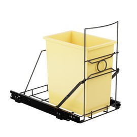 SOCONT Stainless Steel Slide-Out Trash Bin Rack, Enhanced Heavy-Duty Cabinet Pull-Out System for 7–11 Gallon Cans, Black (Bin Not Included)