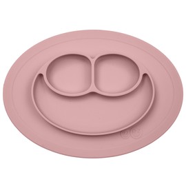 ezpz Mini Mat - 100% Silicone Suction Plate with Built-in Placemat for Infants + Toddlers - First Foods + Self-Feeding - Comes with a Reusable Travel Bag (Blush)