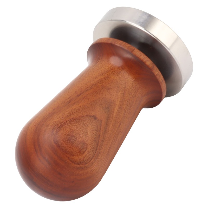 Coffee Tamper with Flat Stainless Steel Base Wooden Handle Coffee