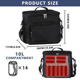 XiangJunly 10L Insulated Lunch Bag, Insulated Picnic Bag, Collapsible Cooler Bag, Portable Lunch Box Bag Holder Cooler Bag for Men/Girls/Kids/Food/Beverage/Picnic/Beach/School/Office Work - Black