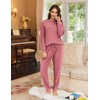 Ekouaer Womens Fuzzy Fleece Pajama Sets Long Sleeve Jogger Sets